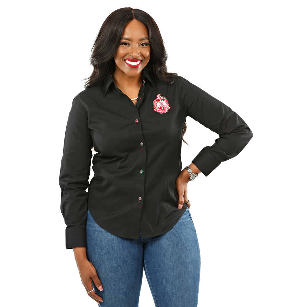 Delta Black Crest Button Down