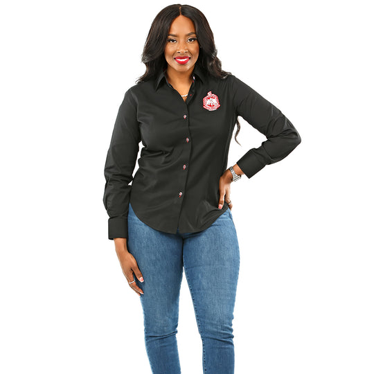 Delta Black Crest Button Down