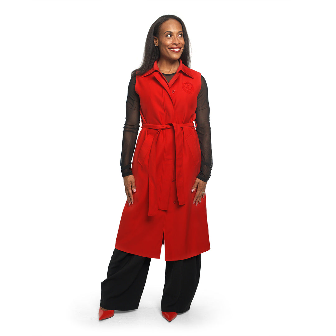 Δ Sleeveless Trench Coat-Red