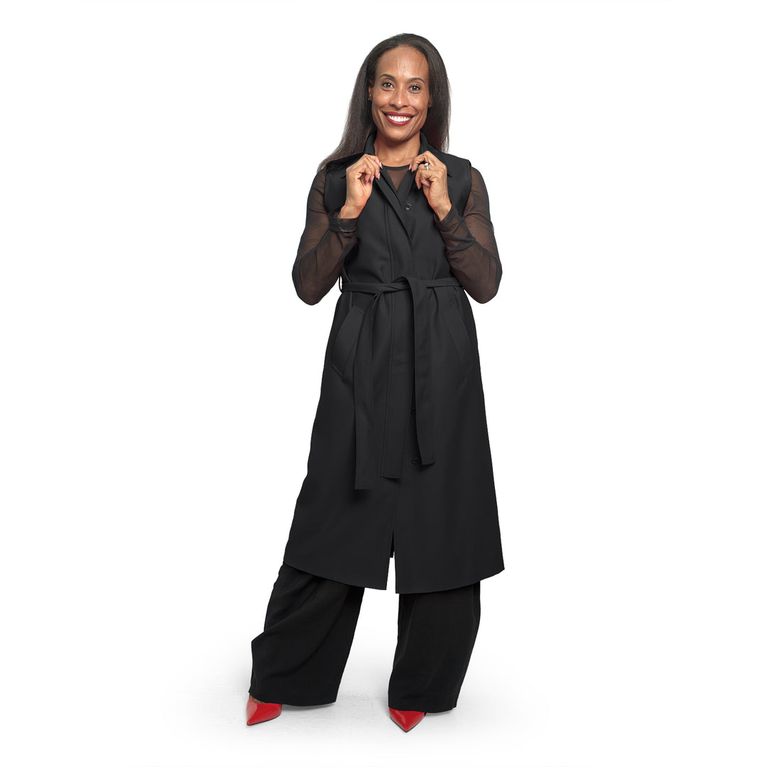 Δ Sleeveless Trench Coat-Blk