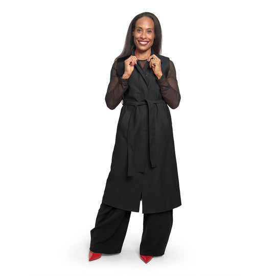 Δ Sleeveless Trench Coat-Blk