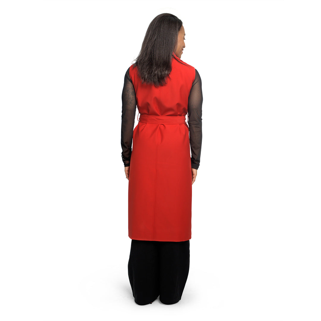 Δ Sleeveless Trench Coat-Red