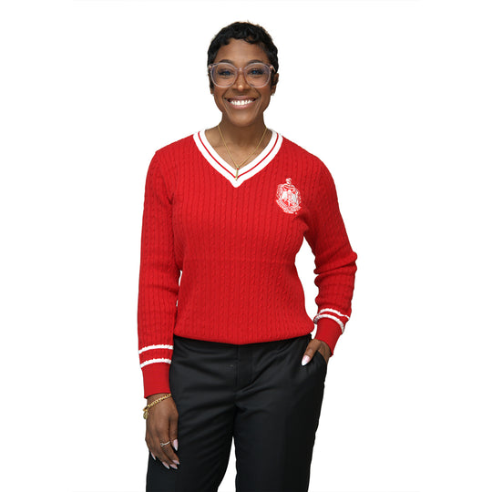 ΔΣΘ Red V Neck Sweater