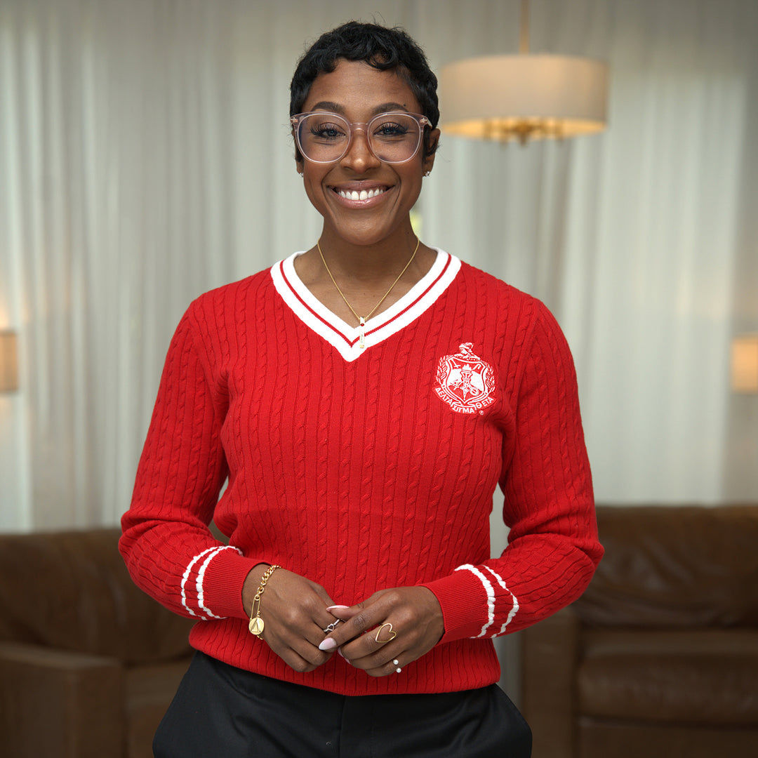 ΔΣΘ Red V Neck Sweater