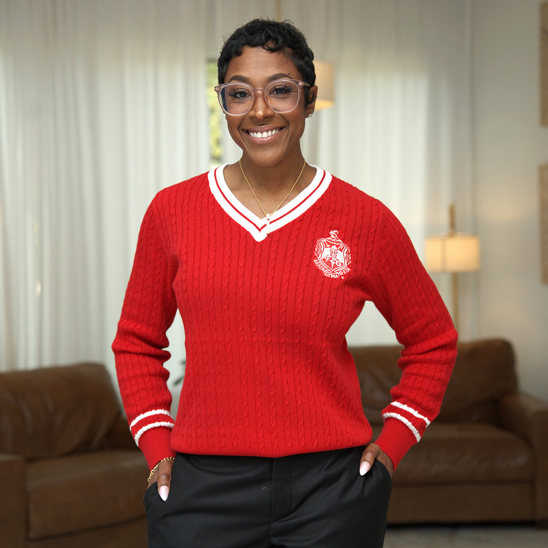 ΔΣΘ Red V Neck Sweater