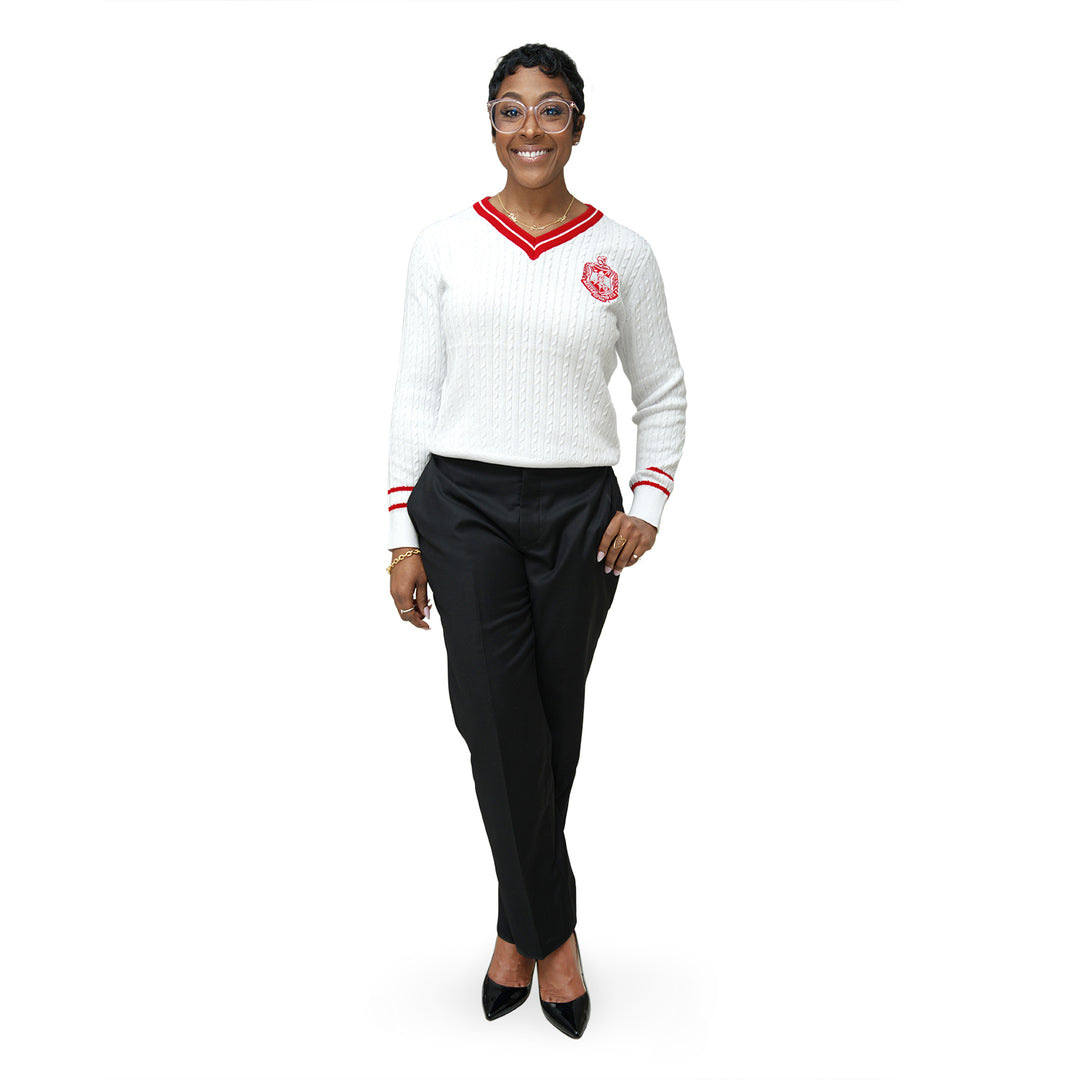 ΔΣΘ White V Neck Sweater
