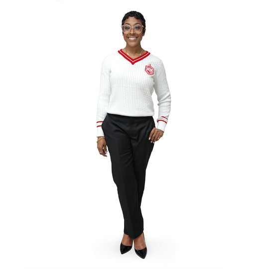ΔΣΘ White V Neck Sweater