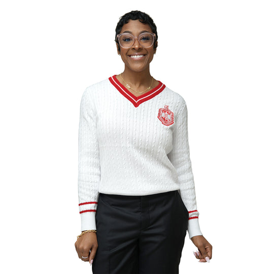 ΔΣΘ White V Neck Sweater