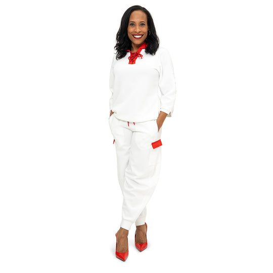 White Luxe 3/4 Sleeve Hoodie