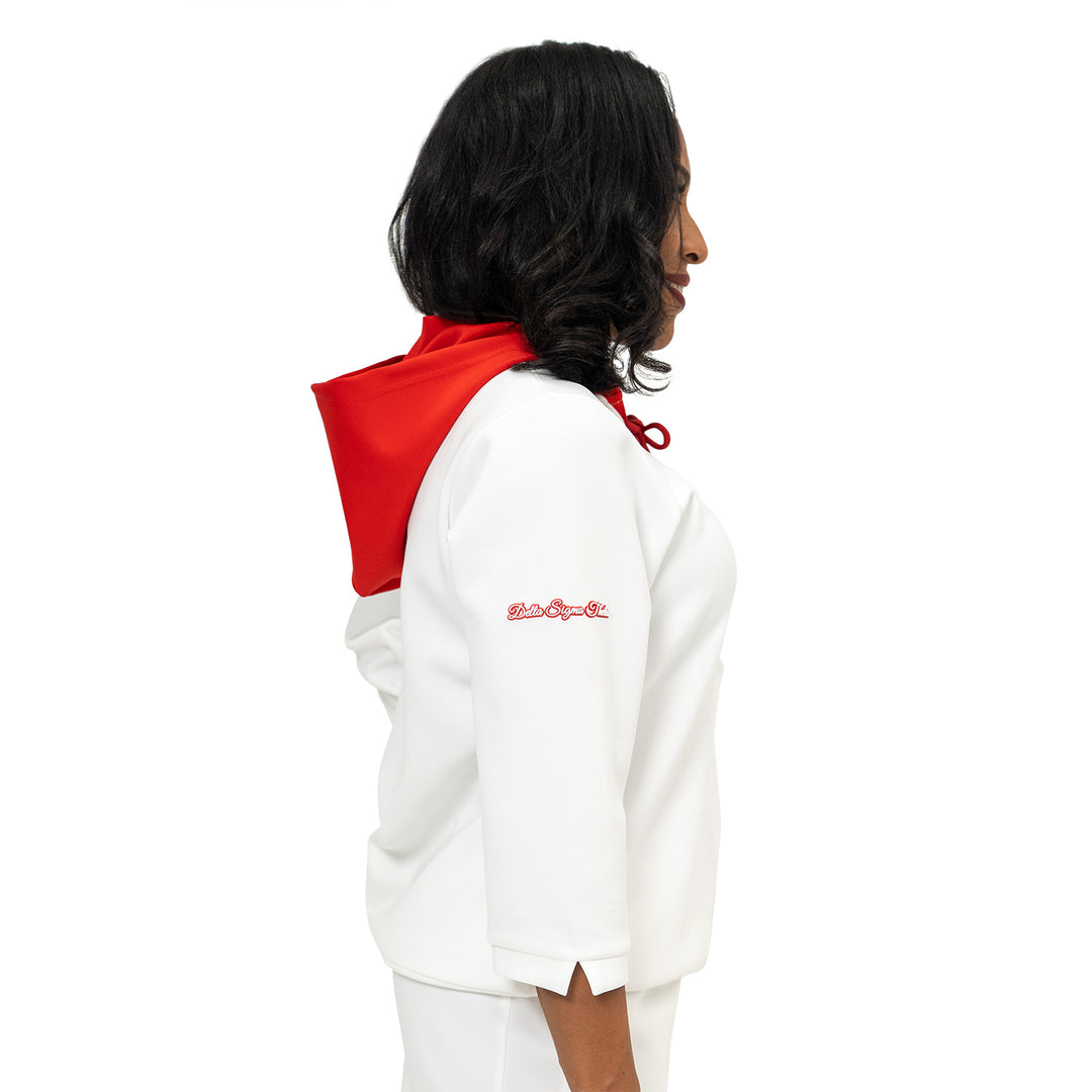 White Luxe 3/4 Sleeve Hoodie