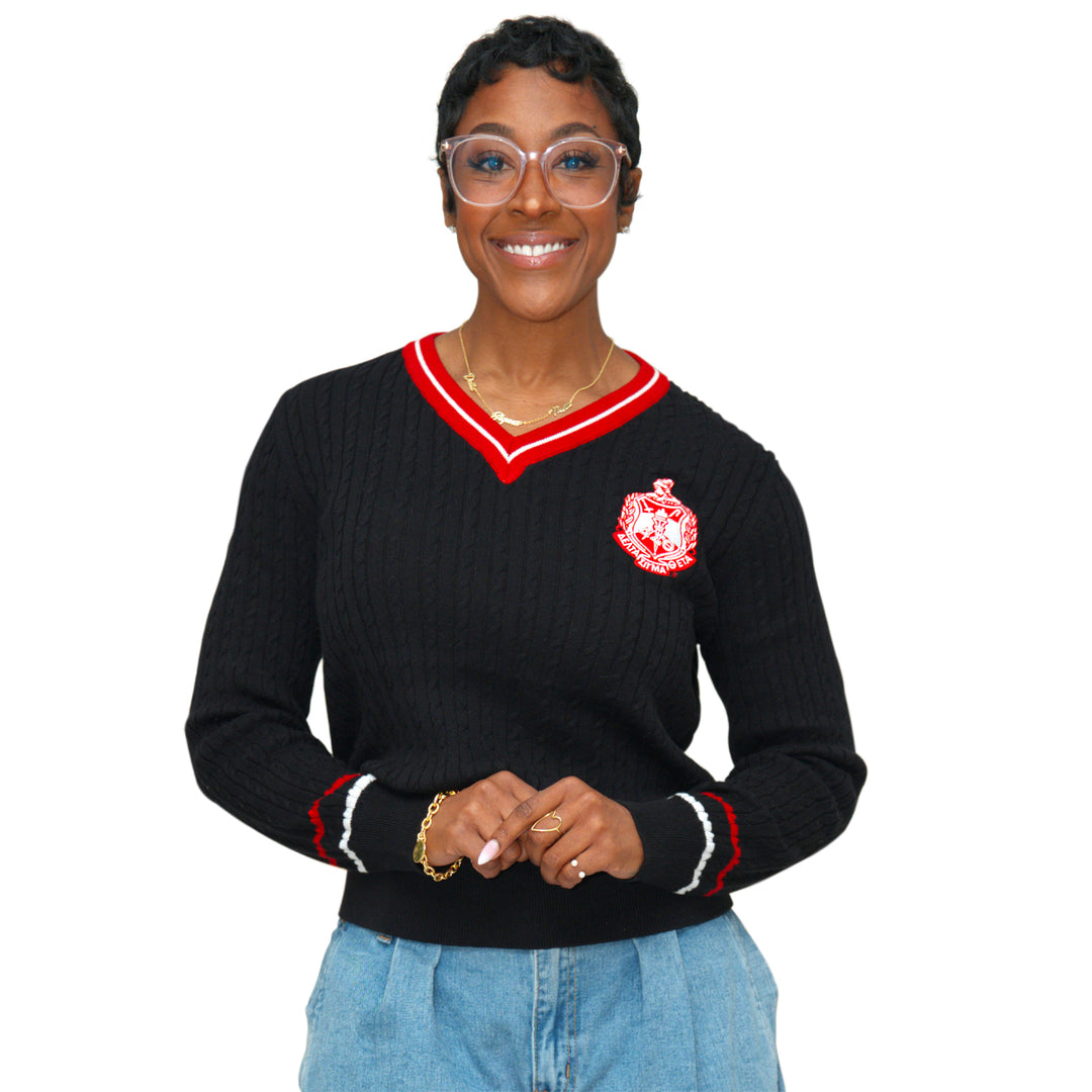 ΔΣΘ Black V Neck Sweater