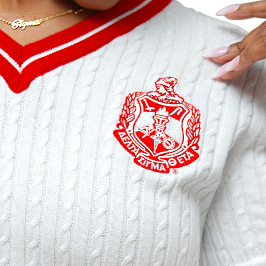ΔΣΘ White V Neck Sweater