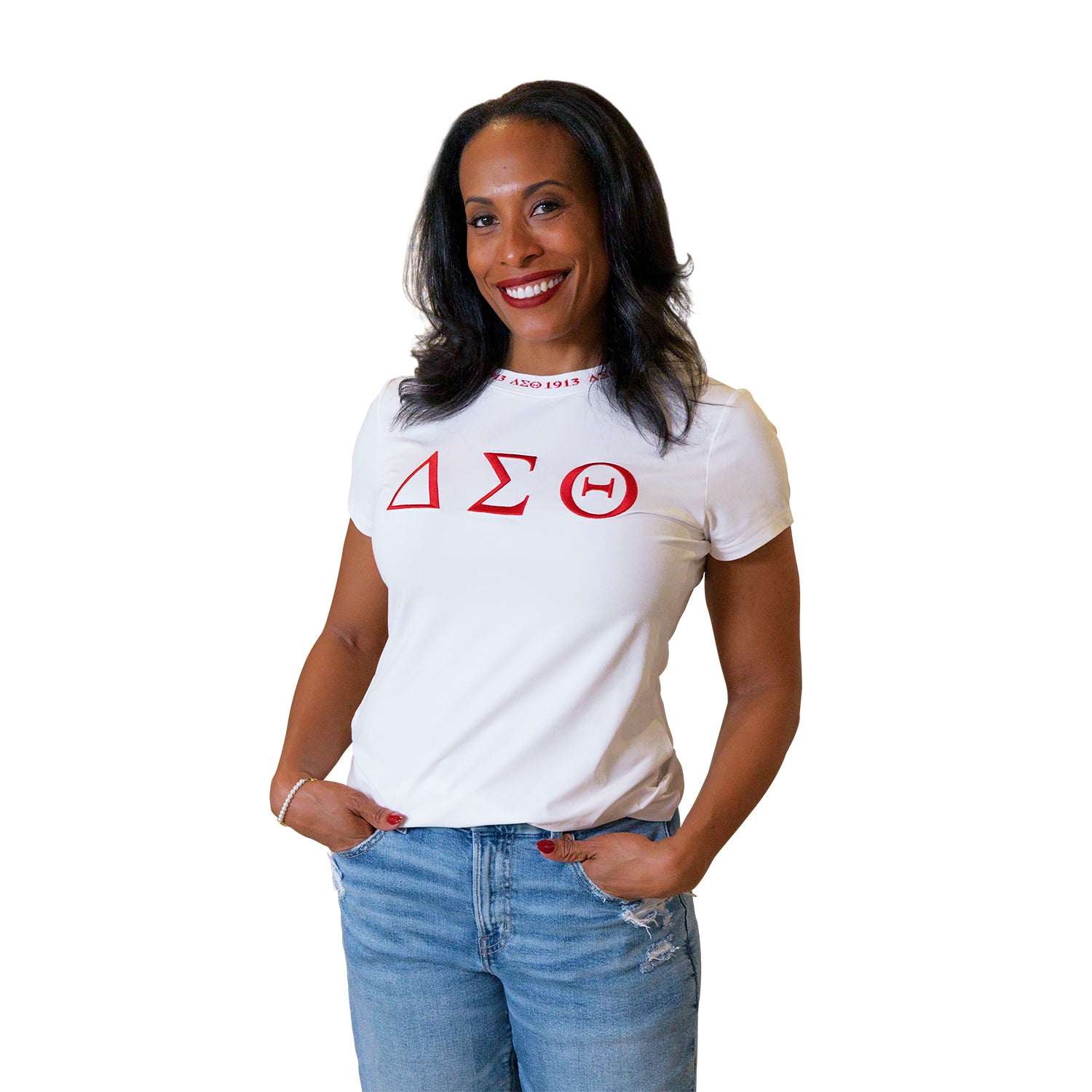 ΔΣΘ Jacquard Tee (White) – Shop1913 by RG Apparel Co.