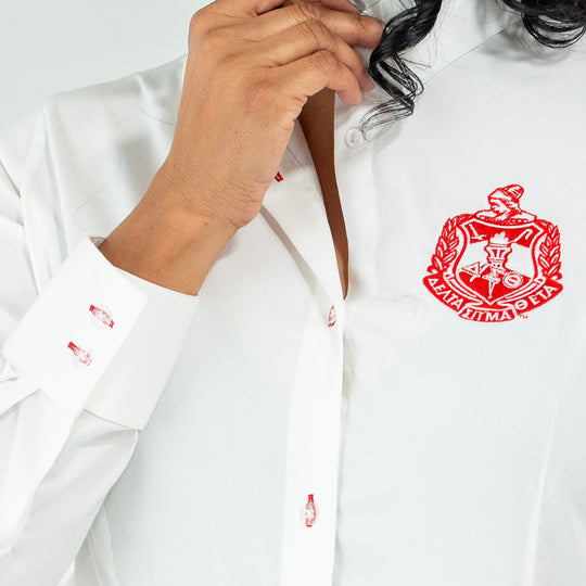 Delta White Crest Button Down 2.0