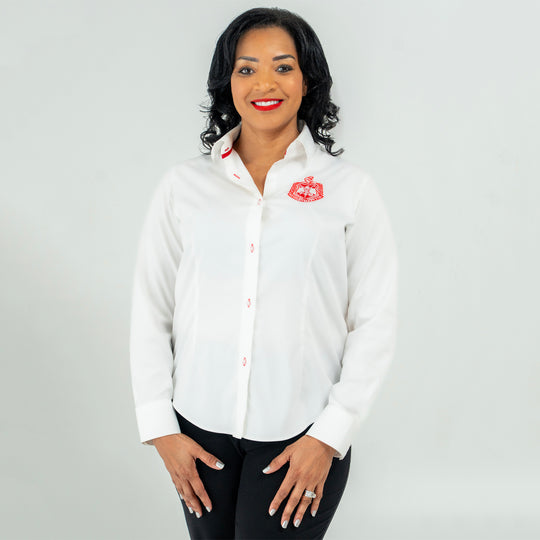 Delta White Crest Button Down 2.0