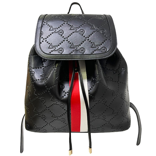 Delta Embossed Grosgrain Backpack-Black