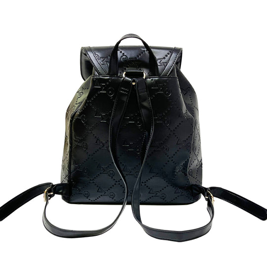 Delta Embossed Grosgrain Backpack-Black