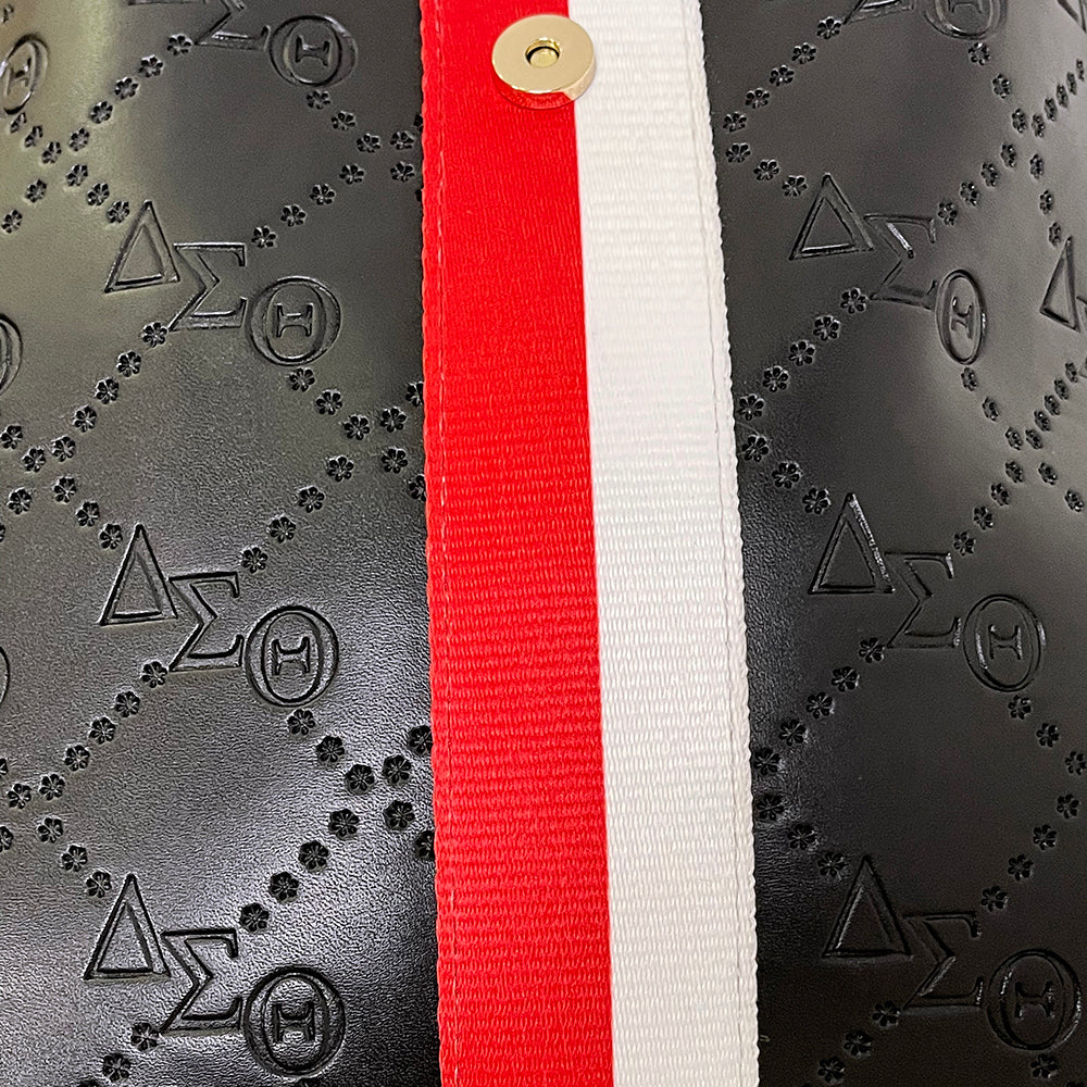 Delta Embossed Grosgrain Backpack-Black