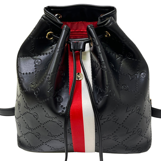 Delta Embossed Grosgrain Backpack-Black