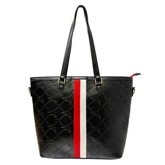 Delta Embossed Grosgrain Tote-Black