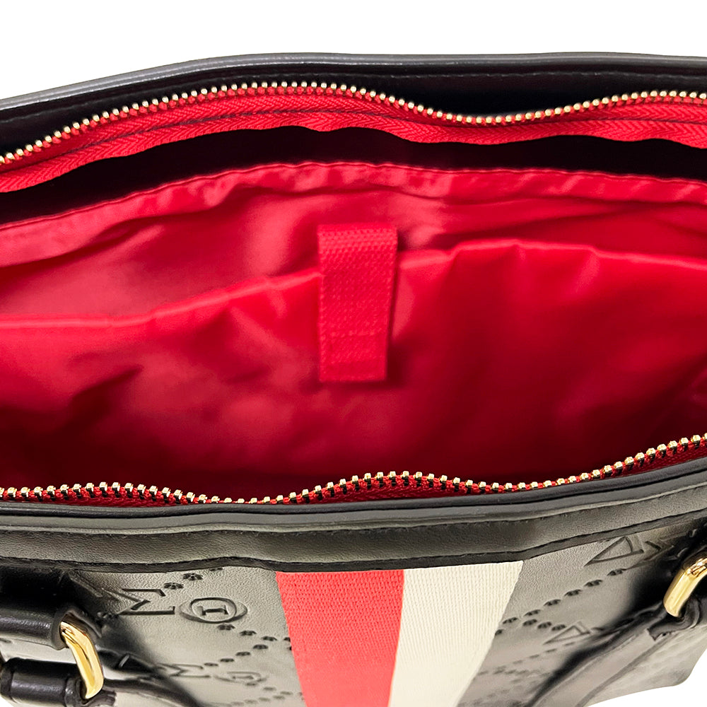 Delta Embossed Grosgrain Tote-Black