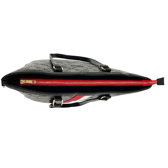 Delta Embossed Grosgrain Tote-Black