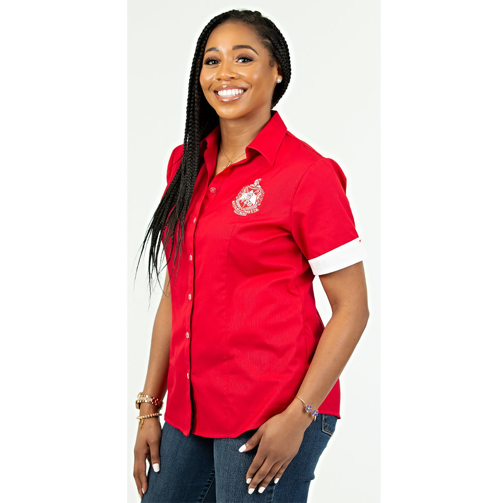 Red button best sale down polo shirt